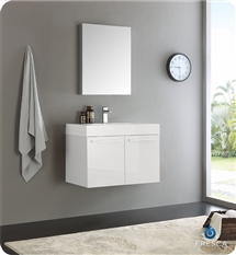 Fresca Vista 30" White Wall Hung Modern Bathroom Vanity with Medicine Cabinet