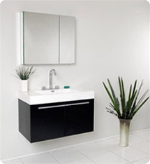 Fresca - Vista - (Black) Bathroom Vanity with White Acrylic Sink and Countertop - FVN8090BW