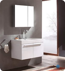 Fresca Vista White Modern Bathroom Vanity with Medicine Cabinet