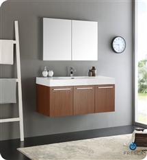 Fresca Vista 48" Teak Wall Hung Modern Bathroom Vanity with Medicine Cabinet