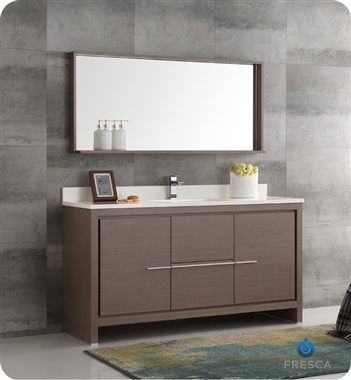 Fresca Allier 60" Modern Single Sink Bathroom Vanity - Gray Oak