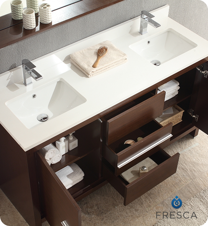 The Fresca 60" Allier double sink bathroom vanity ...