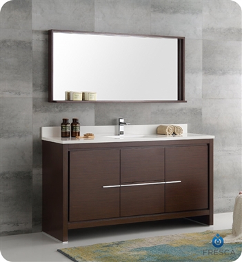 Fresca Allier 60" Modern Single Sink Bathroom Vanity - Wenge Brown