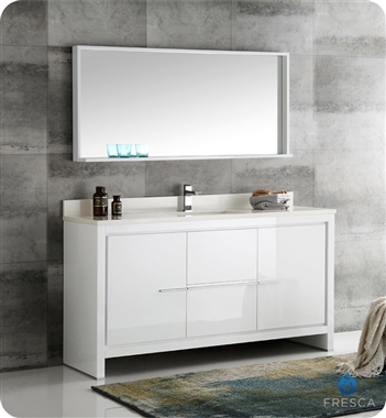 Fresca Allier 60" Modern Single Sink Bathroom Vanity - White