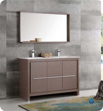 Fresca Allier 48" Modern Double Sink Bathroom Vanity - Gray Oak