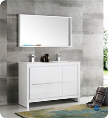 Fresca Allier 48" Modern Double Sink Bathroom Vanity - White