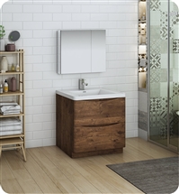 Fresca Tuscany 32" Rosewood Free Standing Modern Bathroom Vanity with Medicine Cabinet