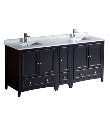 Fresca Oxford 72" Espresso Traditional Double Sink Bathroom Cabinets w/ Top & Sinks
