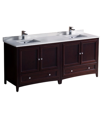 Fresca Oxford 72" Mahogany Traditional Double Sink Bathroom Cabinets with Top & Sinks