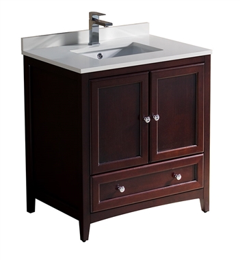 Fresca Oxford 30" Mahogany Traditional Bathroom Cabinet with Top & Sink