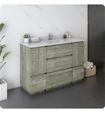 Fresca Formosa 48" Floor Standing Modern Bathroom Cabinet with Top & Sink in Sage Gray