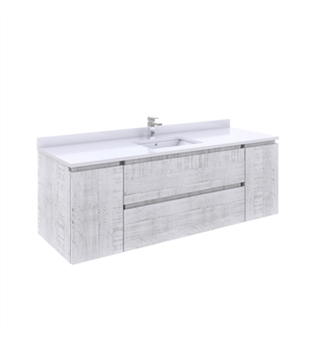 Fresca Formosa 60" Wall Hung Single Sink Modern Bathroom Cabinet with Top & Sink in Rustic White
