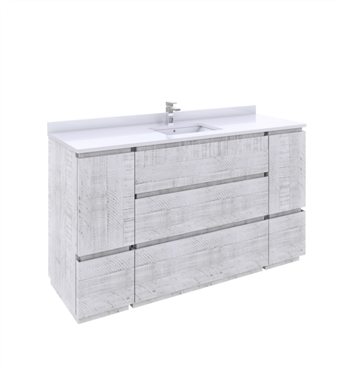Fresca Formosa 59" Floor Standing Single Sink Modern Bathroom Cabinet in Rustic White
