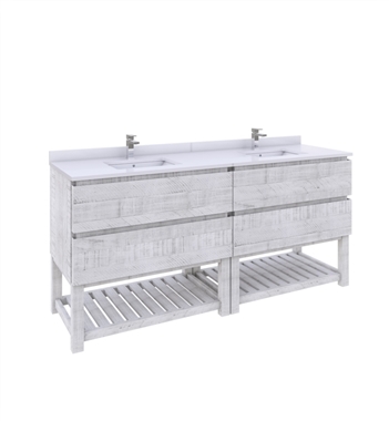 Fresca Formosa 72" Floor Standing Open Bottom Double Sink Modern Bathroom Cabinet with Top & Sink in Rustic White