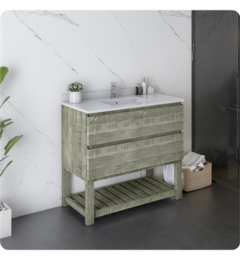 Fresca Formosa 36" Floor Standing Open Bottom Modern Bathroom Cabinet with Top & Sink in Sage Gray