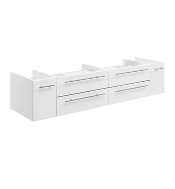 Fresca Lucera 72" White Wall Hung Double Vessel Sink Modern Bathroom Cabinet