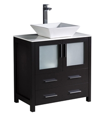Fresca Torino 30" Espresso Modern Bathroom Cabinet with Top & Vessel Sink