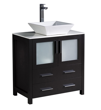 Fresca Torino 30" Espresso Modern Bathroom Cabinet with Top & Vessel Sink