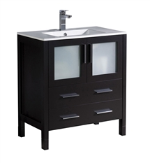 Fresca Torino 30" Espresso Modern Bathroom Cabinet with Integrated Sink