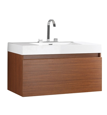 Fresca Mezzo 39" Teak Modern Bathroom Cabinet with Integrated Sink