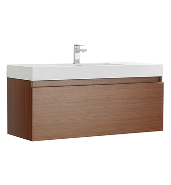 Fresca Mezzo 48" Teak Wall Hung Modern Bathroom Cabinet with Integrated Sink