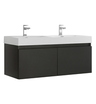 Fresca Mezzo 48" Black Wall Hung Double Sink Modern Bathroom Cabinet with Integrated Sink