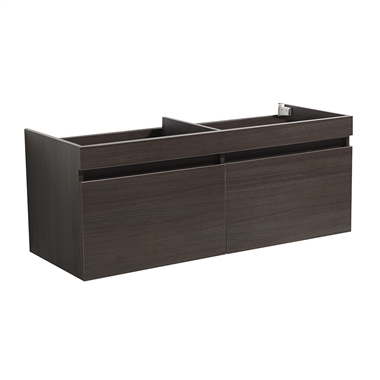 Fresca Mezzo 48" Gray Oak Wall Hung Double Sink Modern Bathroom Cabinet