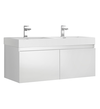 Fresca Mezzo 48" White Modern Bathroom Vanity with Double Integrated Sink