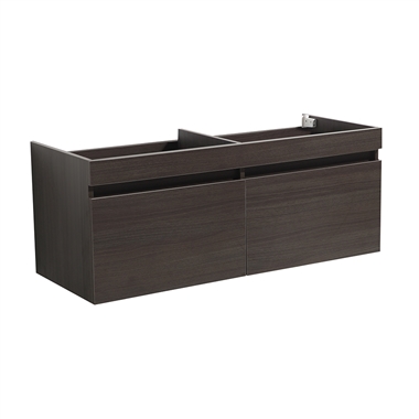 Fresca Mezzo 60" Gray Oak Wall Hung Double Sink Modern Bathroom Cabinet