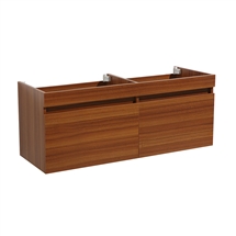 Fresca Mezzo 60" Teak Wall Hung Double Sink Modern Bathroom Cabinet