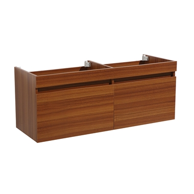 Fresca Mezzo 60" Teak Wall Hung Double Sink Modern Bathroom Cabinet