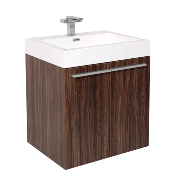 Fresca Alto 23" Walnut Modern Bathroom Cabinet with Integrated Sink