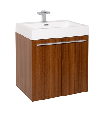 Fresca Alto 23" Teak Modern Bathroom Cabinet with Integrated Sink