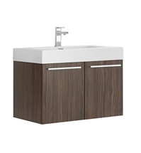 Fresca Vista 30" Walnut Wall Hung Modern Bathroom Cabinet with Integrated Sink