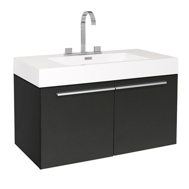 Fresca Vista 36" Black Modern Bathroom Cabinet with Integrated Sink