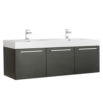 Fresca Vista 60" Black Wall Hung Double Sink Modern Bathroom Cabinet with Integrated Sink