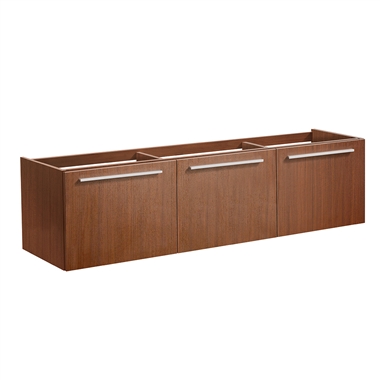 Fresca Vista 60" Teak Wall Hung Single Sink Modern Bathroom Cabinet
