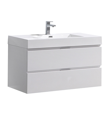 Fresca Valencia 40" Glossy White Wall Hung Modern Bathroom Vanity
