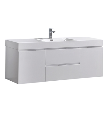 Fresca Valencia 60" Glossy White Wall Hung Modern Bathroom Vanity