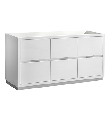 Fresca Valencia 48" Glossy White Free Standing Double Sink Modern Bathroom Cabinet