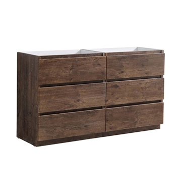 Fresca Lazzaro 60" Rosewood Free Standing Double Sink Modern Bathroom Cabinet