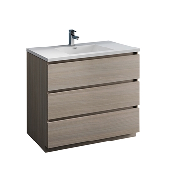 Fresca Lazzaro 42" Gray Wood Free Standing Modern Bathroom Cabinet w/ Integrated Sink