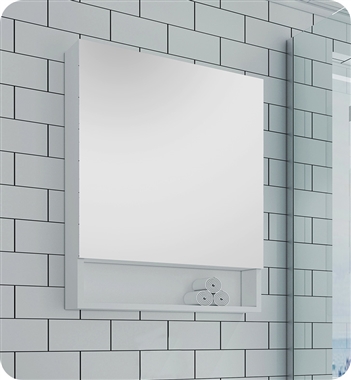 Fresca 24" Bathroom Medicine Cabinet with Small Bottom Shelf in White