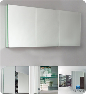 Fresca 59" Wide x 26" Tall Bathroom Medicine Cabinet with Mirrors