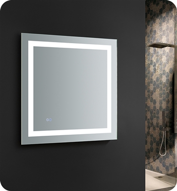 Fresca Santo 30" Wide x 30" Tall Bathroom Mirror with LED Lighting