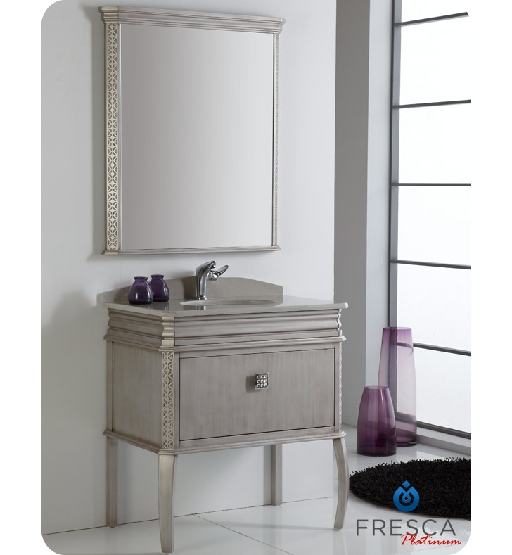 Bathroom Vanities Vanity Furniture Cabinets Rgm Fresca Platinum London 32 Antique Silver Bathroom Vanity W Swarovski Handles
