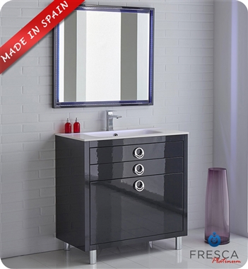 Fresca Platinum Due 36" Glossy Cobalt Bathroom Vanity