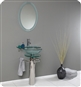 Fresca Ovale 24" Modern Glass Bathroom Vanity w/ Frosted Edge Mirror - FVN1019