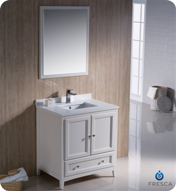 Fresca Oxford 30" Traditional Bathroom Vanity in Antique White