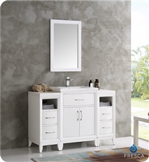 Fresca Cambridge 48" White Traditional Bathroom Vanity with Mirror